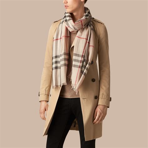 burberry lightweight check wool and silk scarf stone check|Check Wool Silk Scarf in Stone .